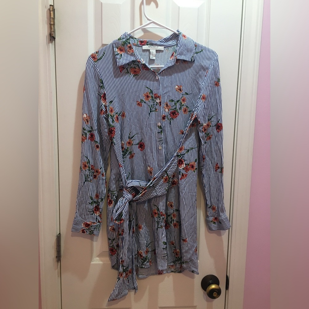 Forever 21 Button Up Dress with Tie Front